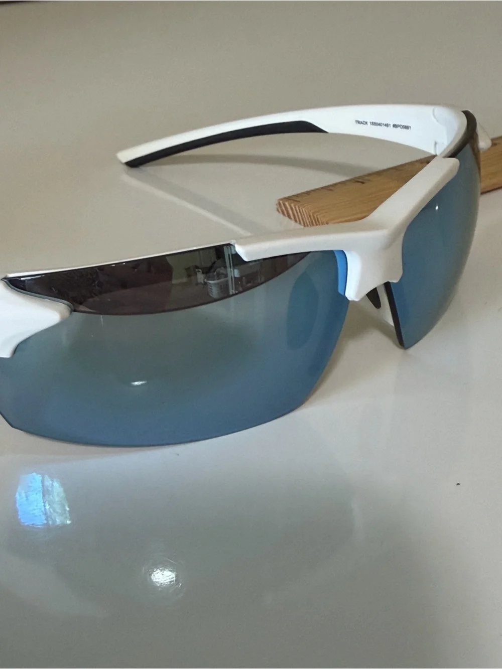 Tifosi Optics White Frame Blue Mirrored Lens Sport Sunglasses